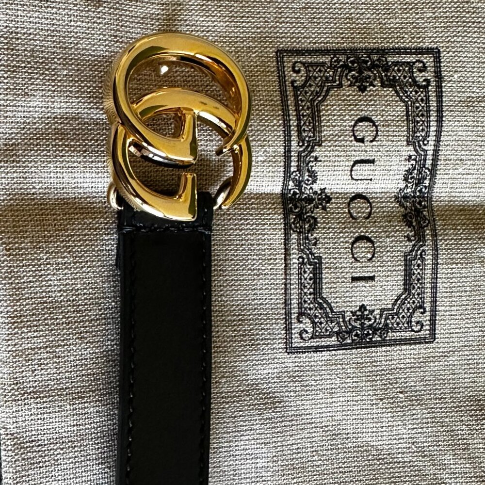 Gucci Black Belt 80x32mm - Picture 2 of 9